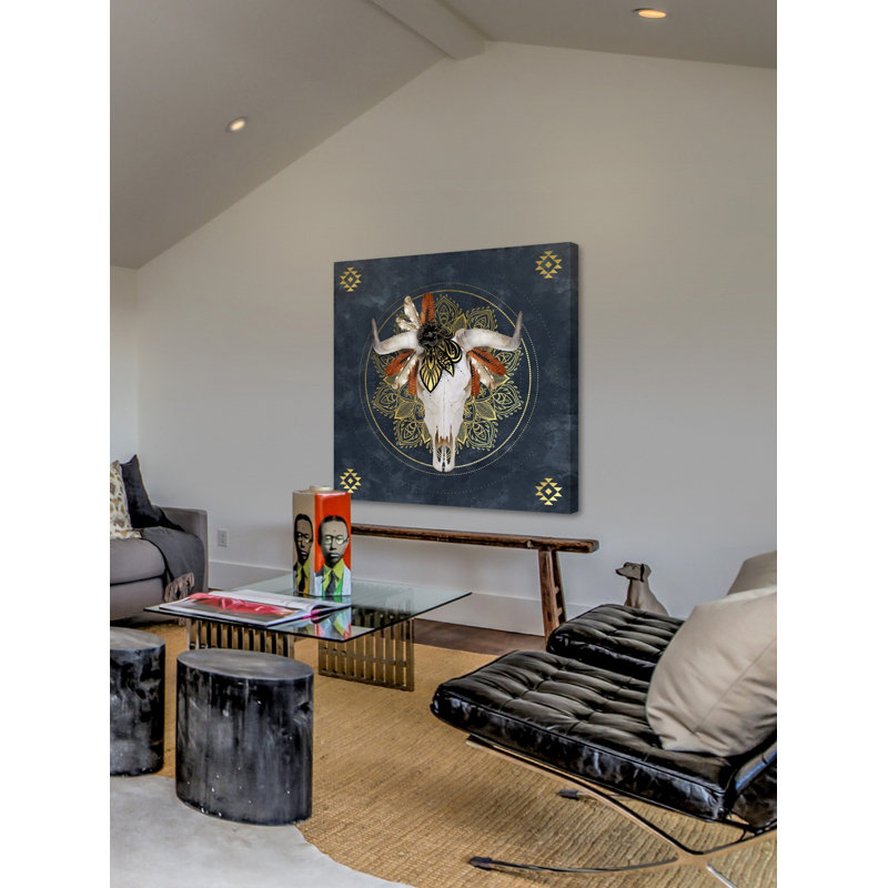 Skull Emblem - Wrapped Canvas Print, 46cm H x 46cm W x 4cm D