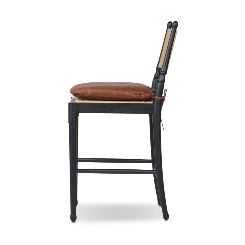 Fayth Stool with Cushion, Counter Stool (25.5” Seat Height)”, Stained Black Ash