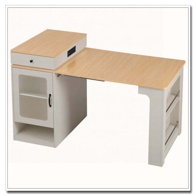 Îlot de cuisine 59,5 po avec table de salle à manger extensible, table de rangement de cuisine avec rangement double-face, îlot de cuisine avec 2 tiroirs, prise de courant, tablettes latérales ouvertes, pour la cuisine