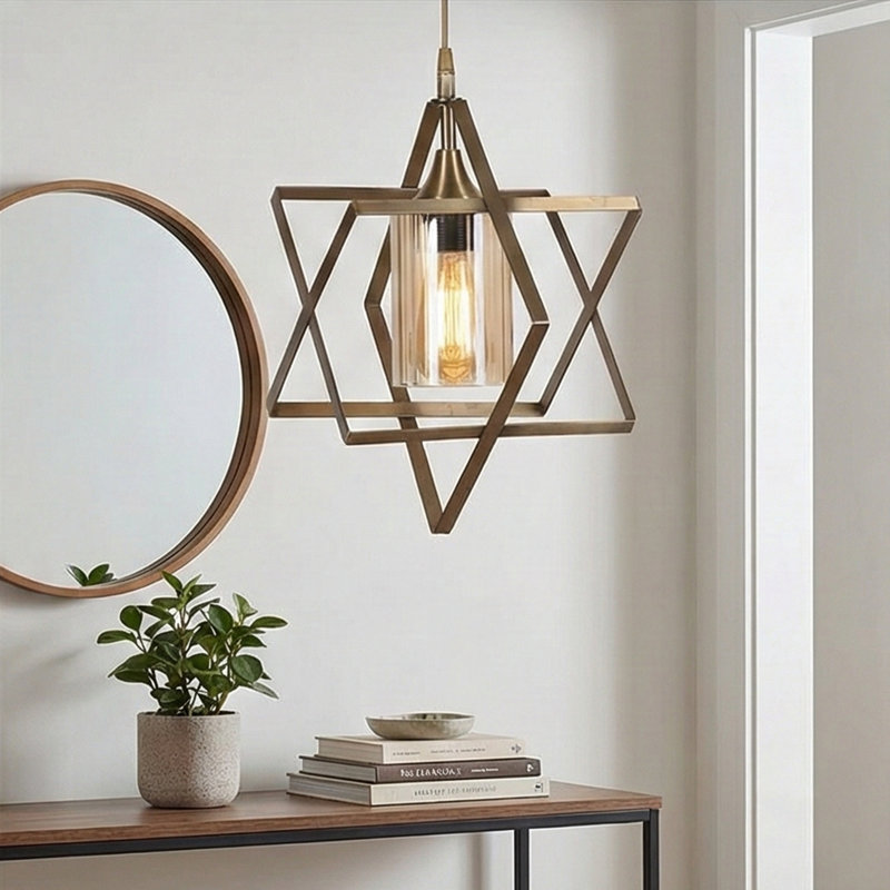 Luminaire suspendu géométrique multicolore à 1 lumière Shonee