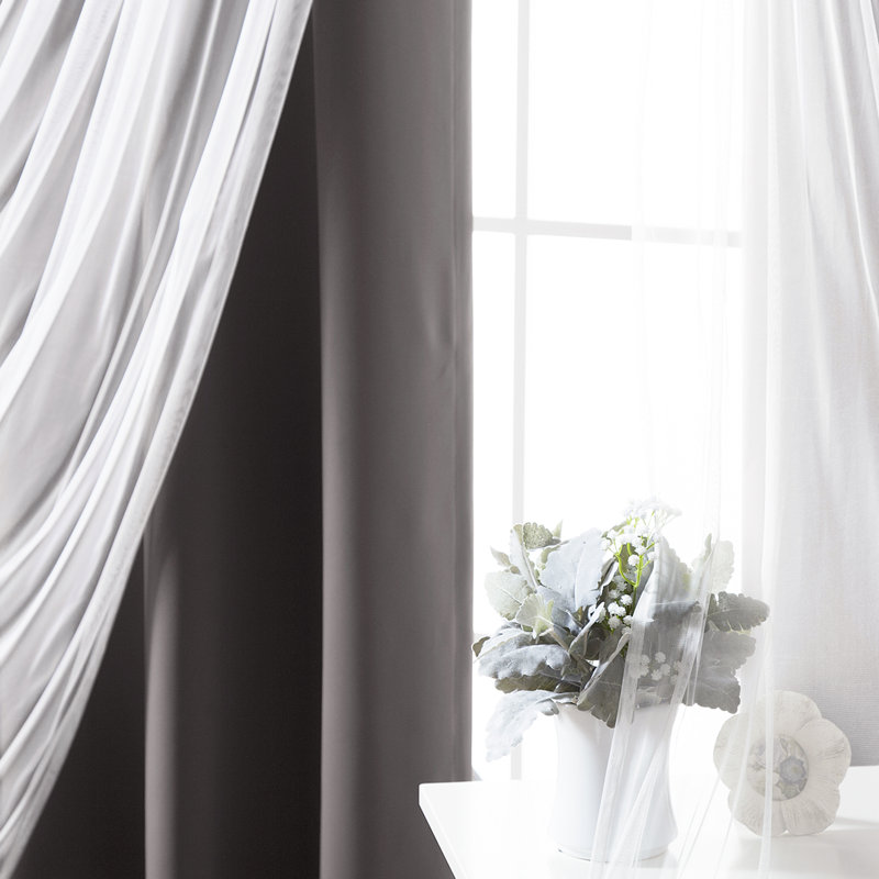 Granados Solid Room Darkening Thermal Grommet Curtain Panels, Dark Gray, 52" W x 84" L