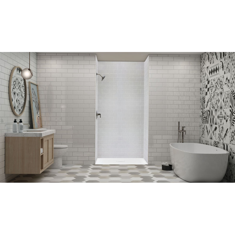 Transolid Trimslate 51-in x 40-in Zero Threshold Shower Base with Center Drain, White