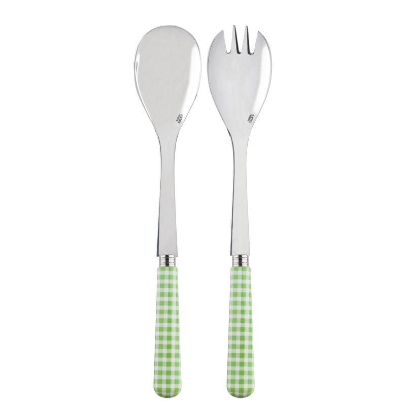 Sabre Paris - Salad Cutlery Set Gingham, Garden Green
