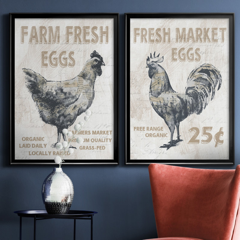 Farm Fresh Chicken - ensemble de 2 reproductions, Pas de tapis, H 31,5 po x l 47 po x P 1,5 po