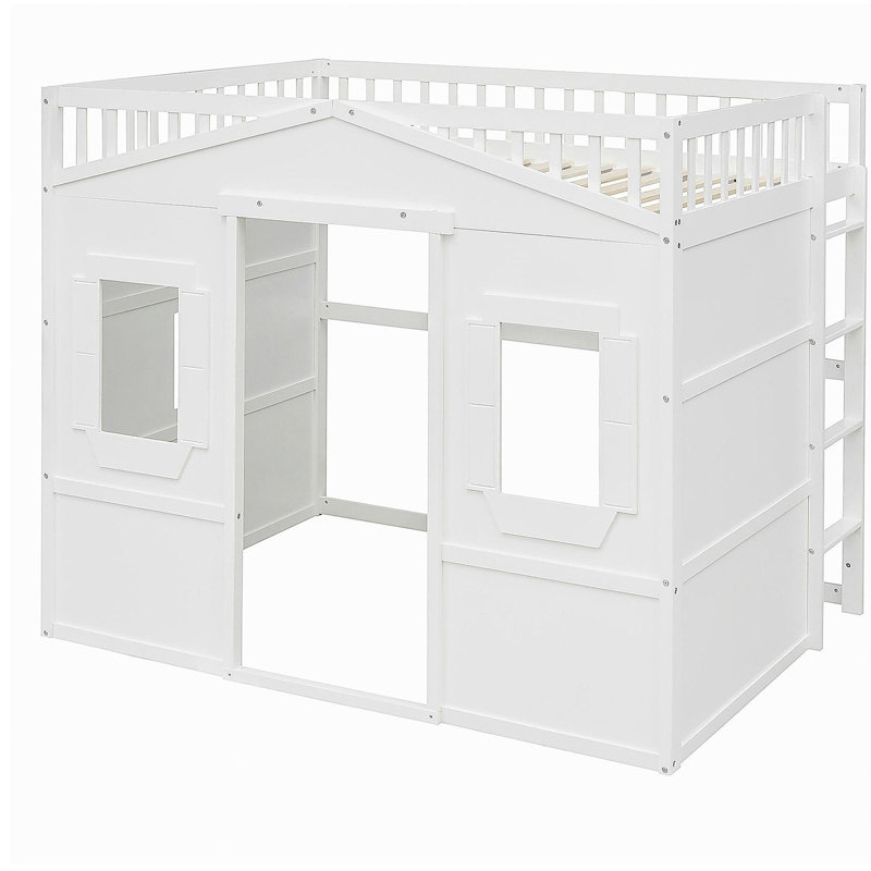 Lit mezzanine double avec échelle - Blanc, Blanc, Double