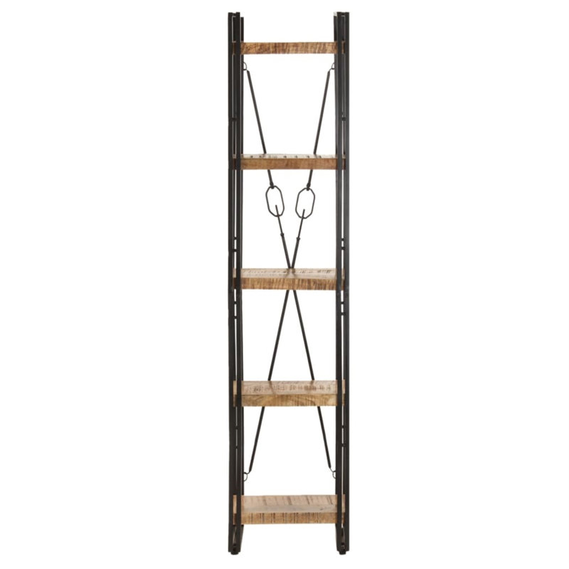 Bibliothèque en bois de manguier massif, Naturel, H 70,87 po x l 35,43 po x P 11,81 po