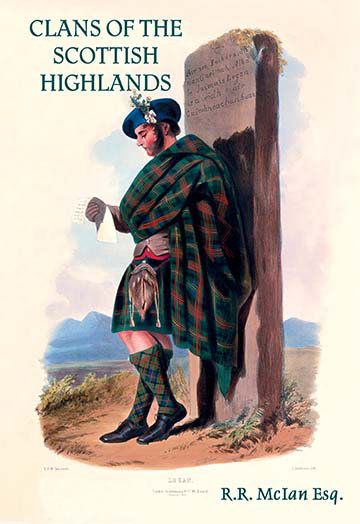 « clans des highlands écossais »-impression publicitaire, H 30 po x l 20 po