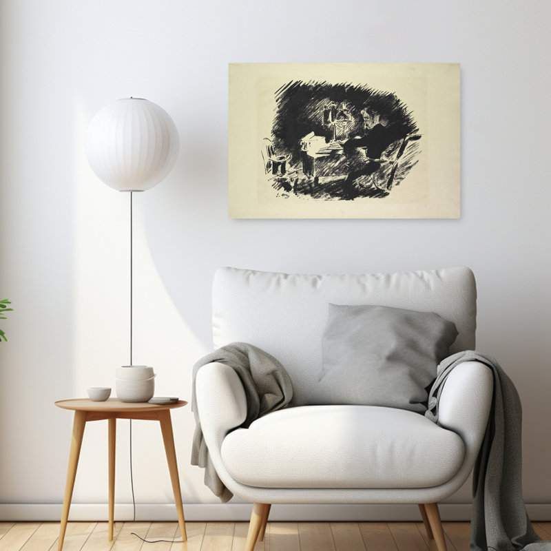 Le Corbeau, 1875, estampe d'art mural abstrait contemporain, H 24 po x l 36 po