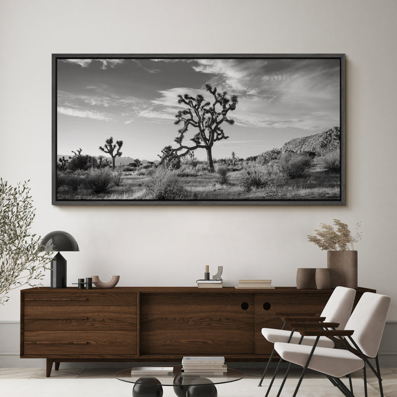 «Cactus Desert», impression sur toile encadrée, H 30 po x l 60 po, Noir, noir, noir, noir