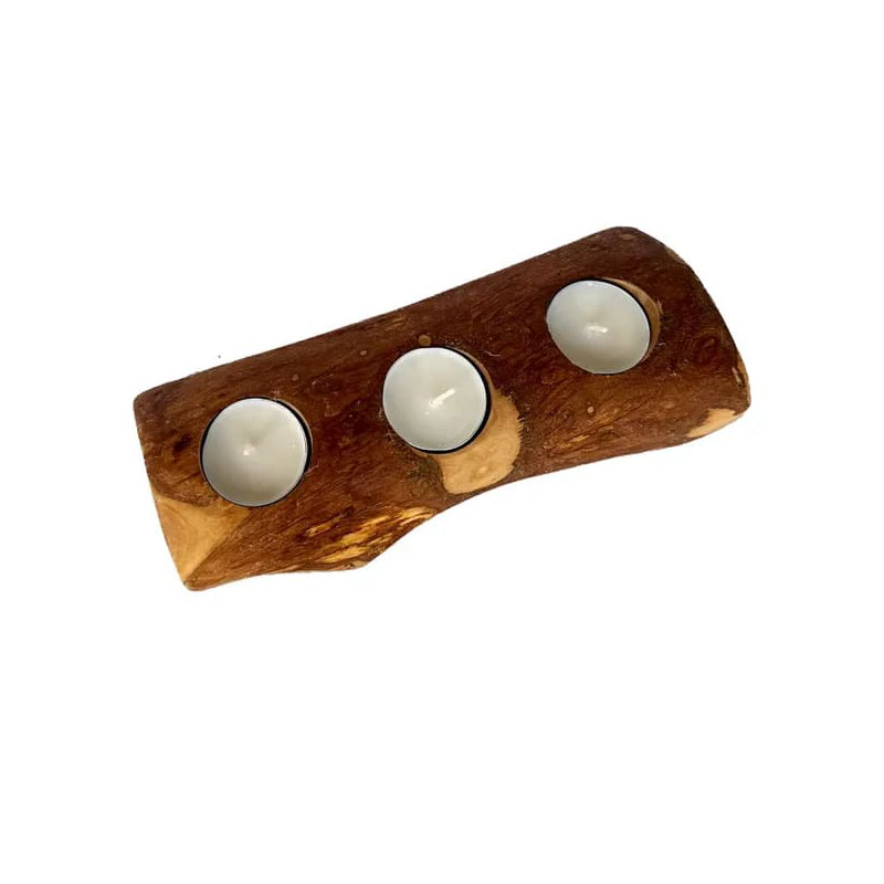 Porte-bougie en bois d'olivier