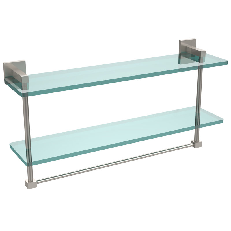 Haranu 2 Piece Tiered Shelf with Towel Bar, Satin Nickel
