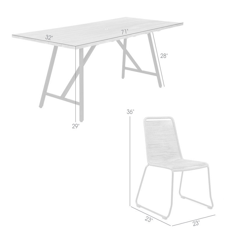 Ensemble de salle à manger rectangulaire 4 personnes 32 po Bundine