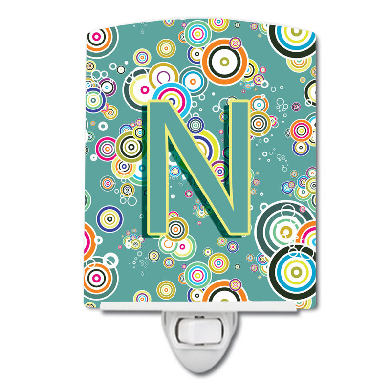 Circle Initial Alphabet Ceramic Night Light, N
