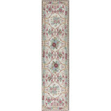 Hand-Knotted High-Quality Brown, Green, and Pink Runner