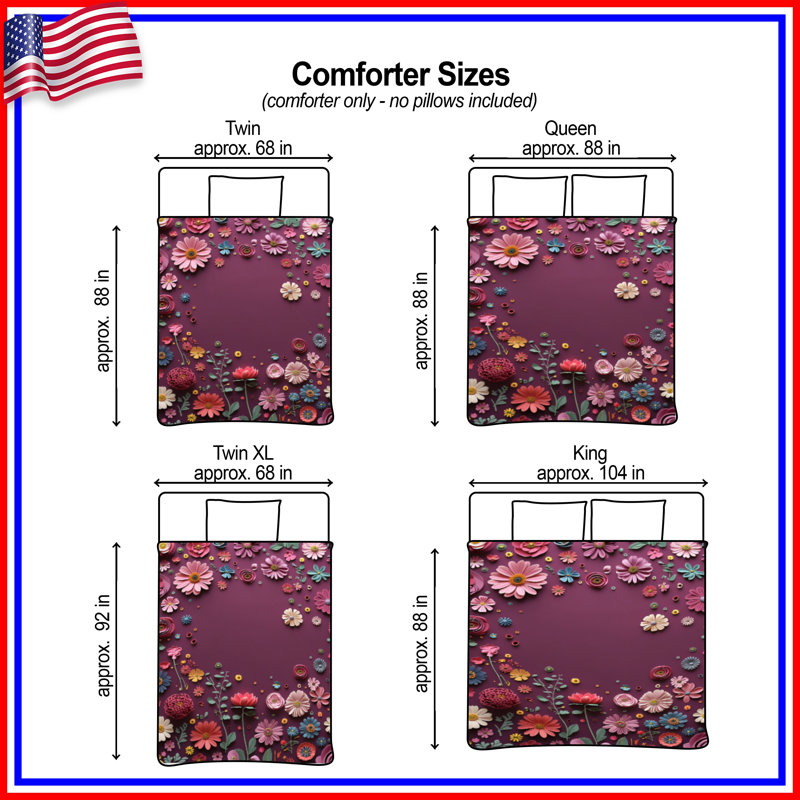 Édredon floral Floral Bedding Boho Boho, Très grand lit