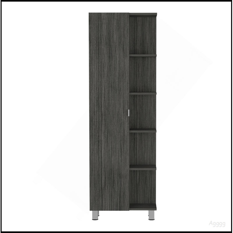 Urano Mirror Linen Cabinet, Four Interior Shelves, Five External Shelves, Gray