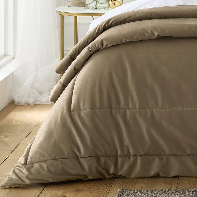 Harlan Polyester Solid Colour Bedspread, Taupe Solid Colour