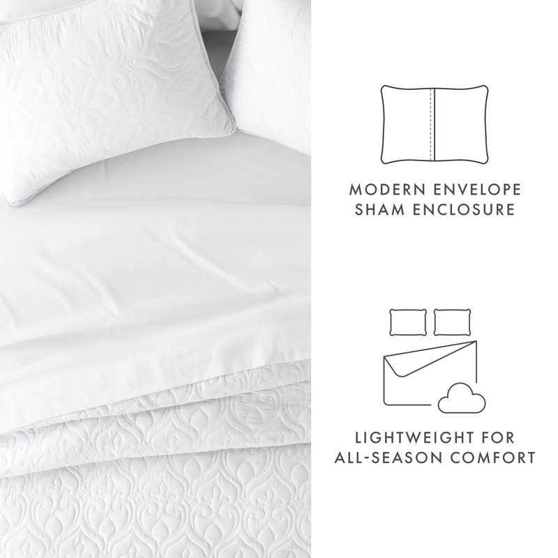 White Twin Microfiber Quilted Coverlet Set
