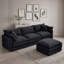Canapé modulaire moderne en L en chenille 3 places avec repose-pieds mobile et coussins moelleux Modern-2110545153
