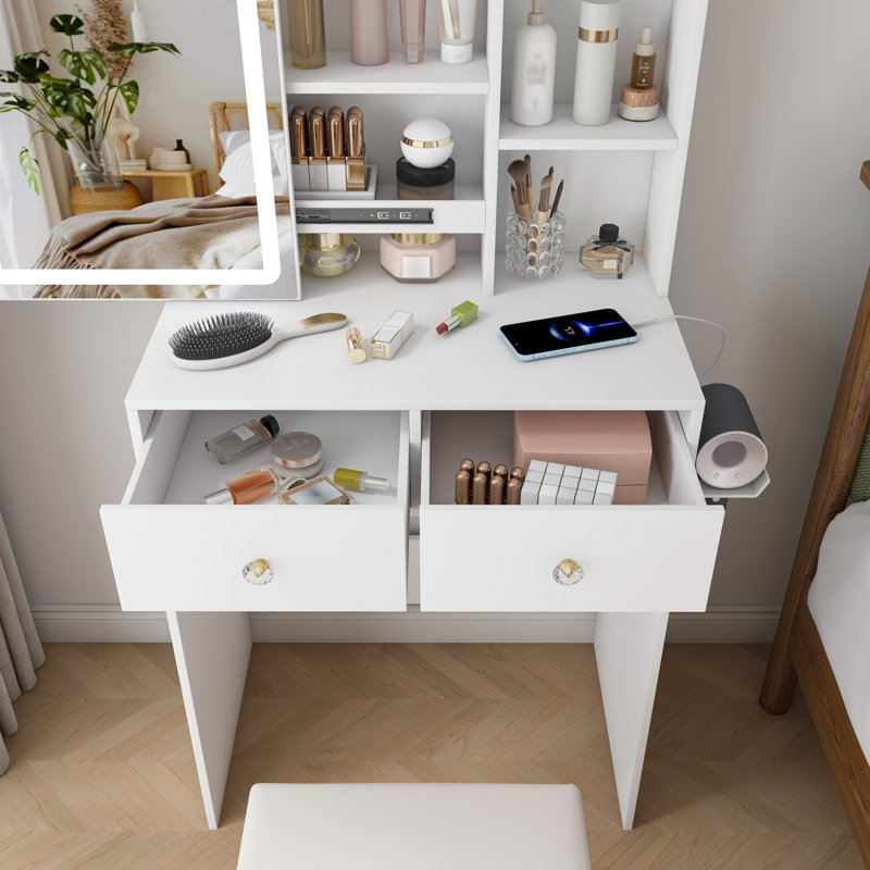 Dressing Table with Mirror and Drawers and Storage Included