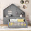 Lit maison en bois avec fenêtre et tiroirs de chevet, tablettes et ensemble de prises et port USB-1421180054-1421180053