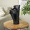 Black Ceramic Abstract Floral Inspired Decorative Vase with Wavy Folded Rim