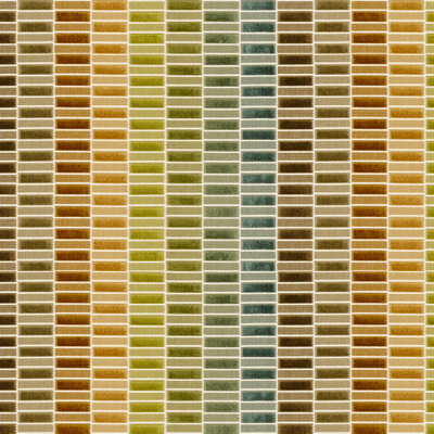 Green/Beige Viscose, Polyester and Cotton Fabric