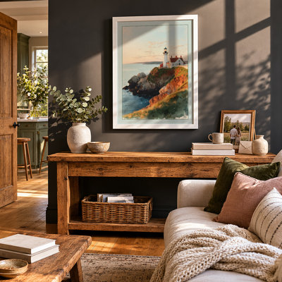 Lighthouse at Dawn Coastal - Framed Print