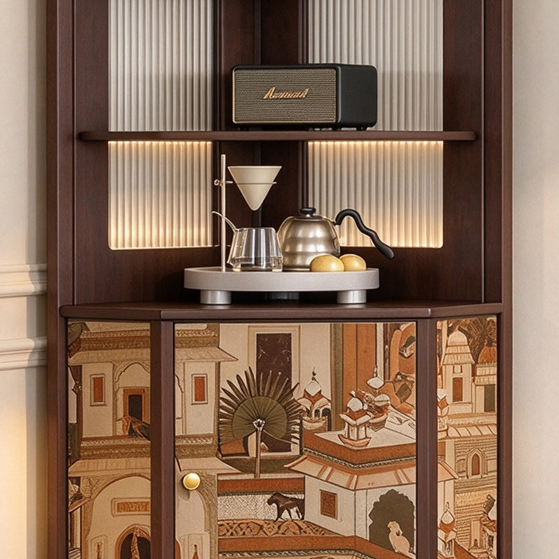 Vitrine décorative de coin en pin