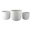 Ensemble de 3 pots à fleurs Kena, céramique blanche, texture ondulée d'intérieur, 13 10 8 po