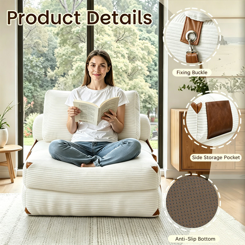 Modern Luxury Sofa Couch for Living Room, Bean Bag Chair, Adult Floor Sofa Bed, Portable Folding Chair Bed, Comfortable Floor Sofa Lounge Bed, Suitable for Living Room and Bedroom, Relaxing and Comfortable Frameless Chair for Living Room