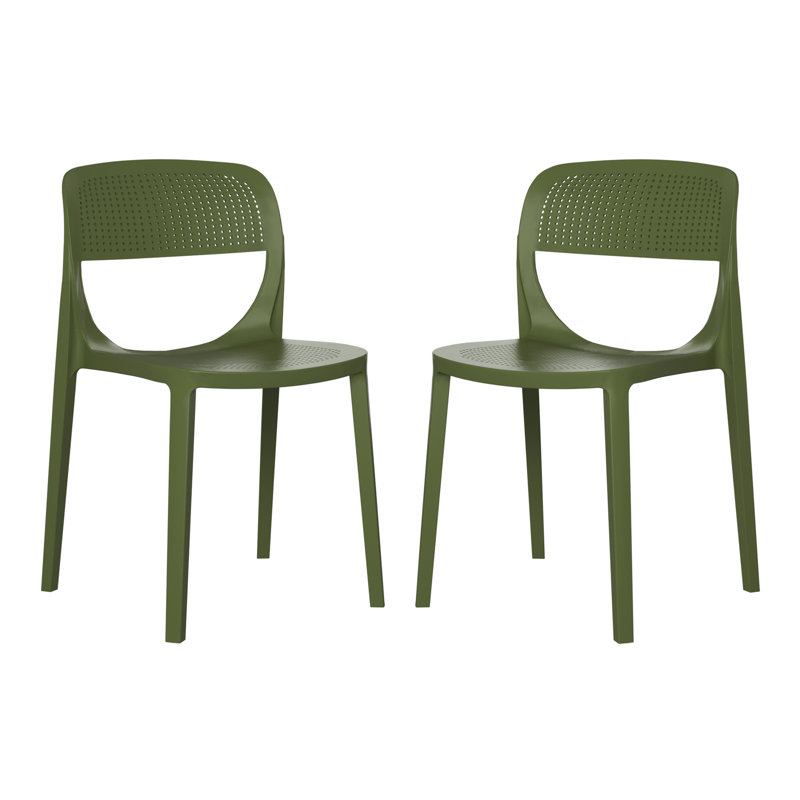 Outdoor Stacking Dining Side Chair, Green
