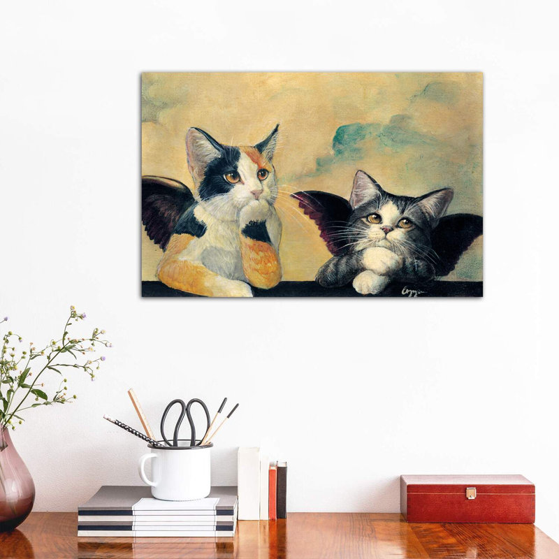 Cherub Kittens by Melinda Copper - Wrapped Canvas Painting, 66.04 cm H x 45.72 cm W x 3.175 cm D