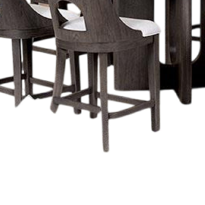 Ensemble de table de salle à manger à hauteur de comptoir Zoko, polyester, bois, Gris cendre, 9