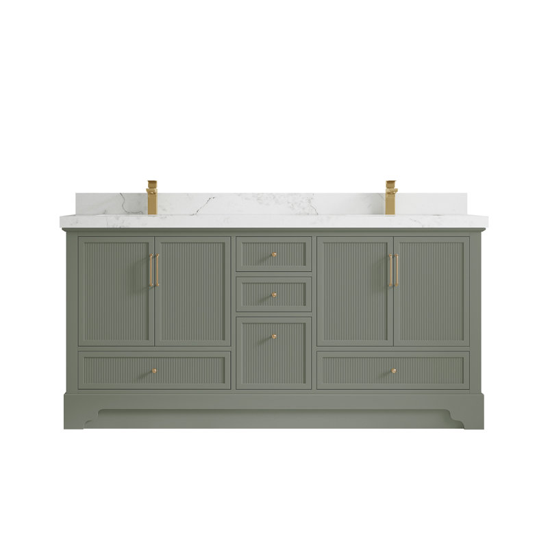 Alys 72'' Double Bathroom Vanity Set (Knobs Option), Calacatta Nuvo