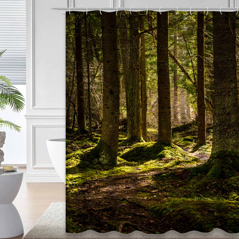 Rideau de douche avec 12 crochets Beautiful Forest, L 72 po x l 72 po