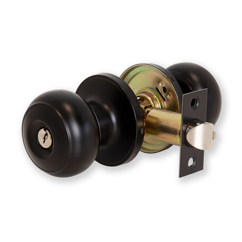 XFORT Cabriole Passage Knob Set, Door Knob for Internal Wooden Doors, Complete Set with Tubular Latch, Matt Black