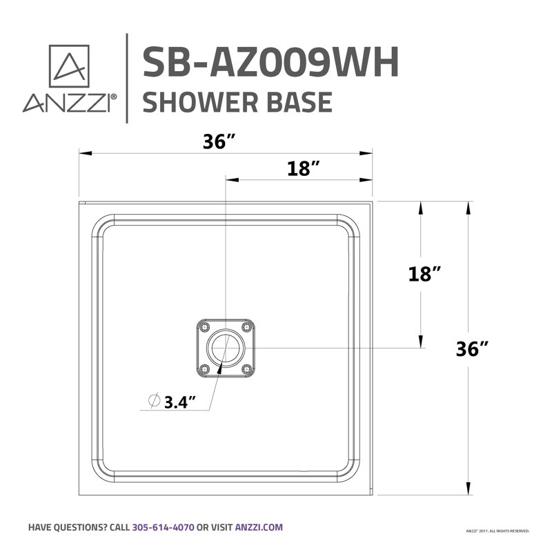 Titan Series 36'' W 36'' D Square Double Shower Base