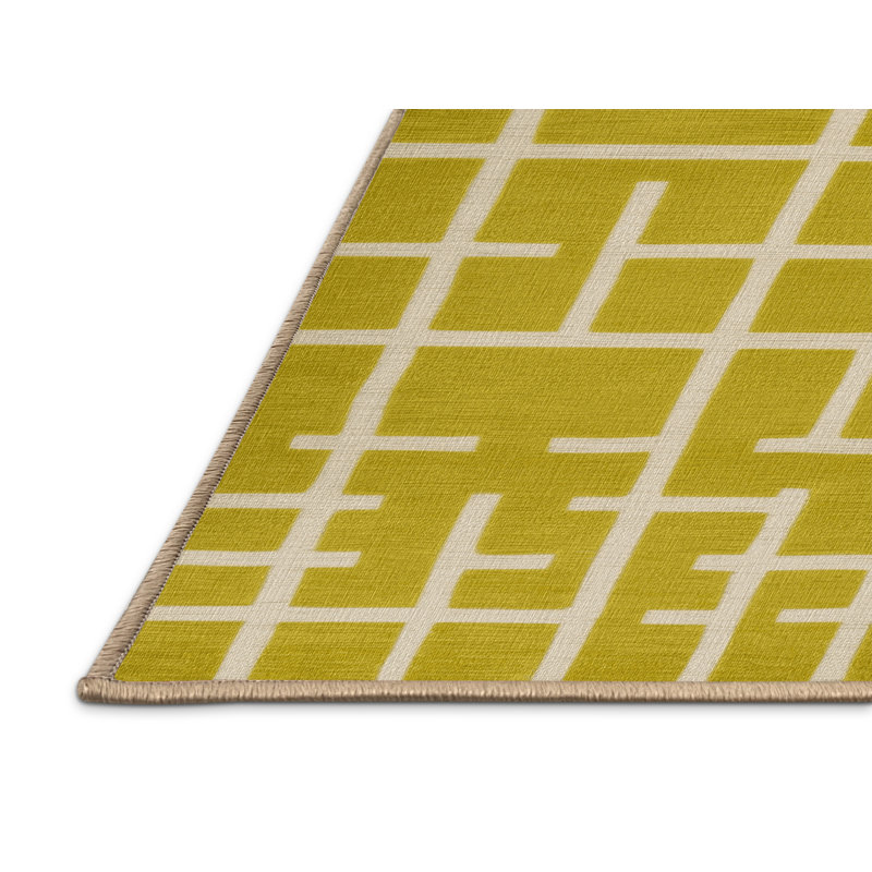 Machine Washable Trellis Brown Area Rug, Rectangle 6' x 9'