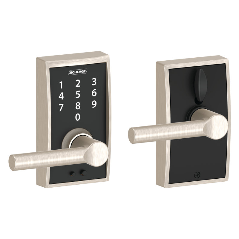 Schlage Touch Keyless Touchscreen Lever with Century Trim and Broadway Lever, Satin Nickel