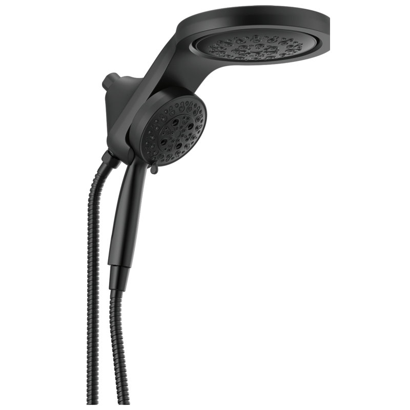 HydraChoice Hydrorain 5 Spray Dual Shower Head and Handheld Shower with H2Okinetic 2.5 GPM, Matte Black