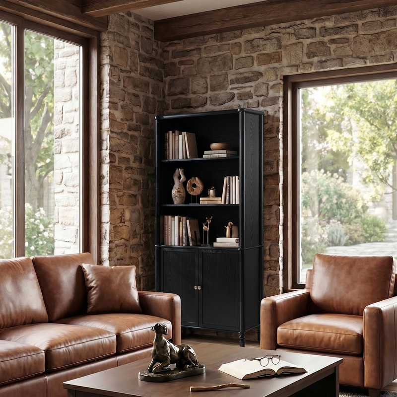 Bibliothèque en bois massif Hoai Derk, Black