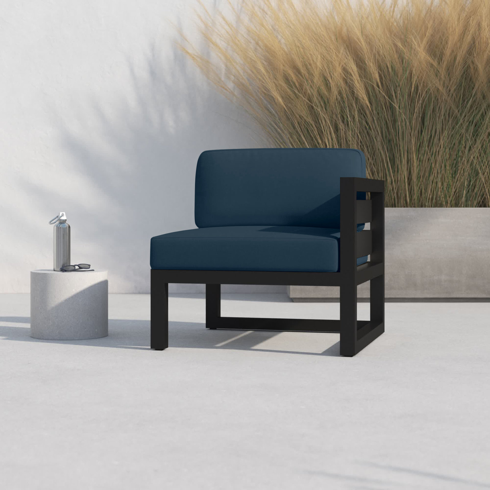 Smith Sunbrella® Patio Lounge Chair, Spectrum Indigo, Black