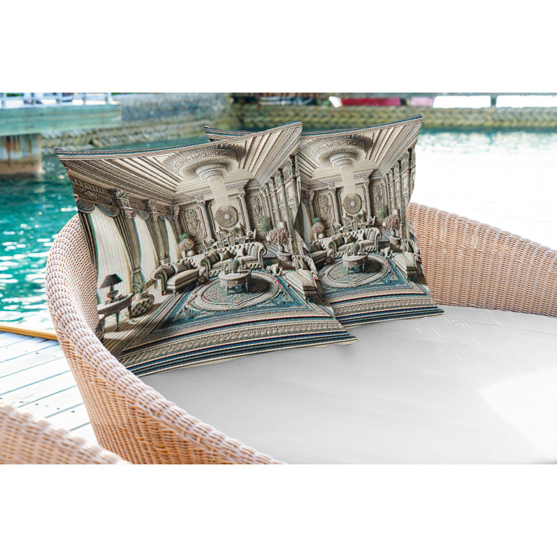 Ensemble de 2 housses de coussin Ambesonne Classic - Noix de coco et bleu mer, H 16 po x l 16 po, Carré