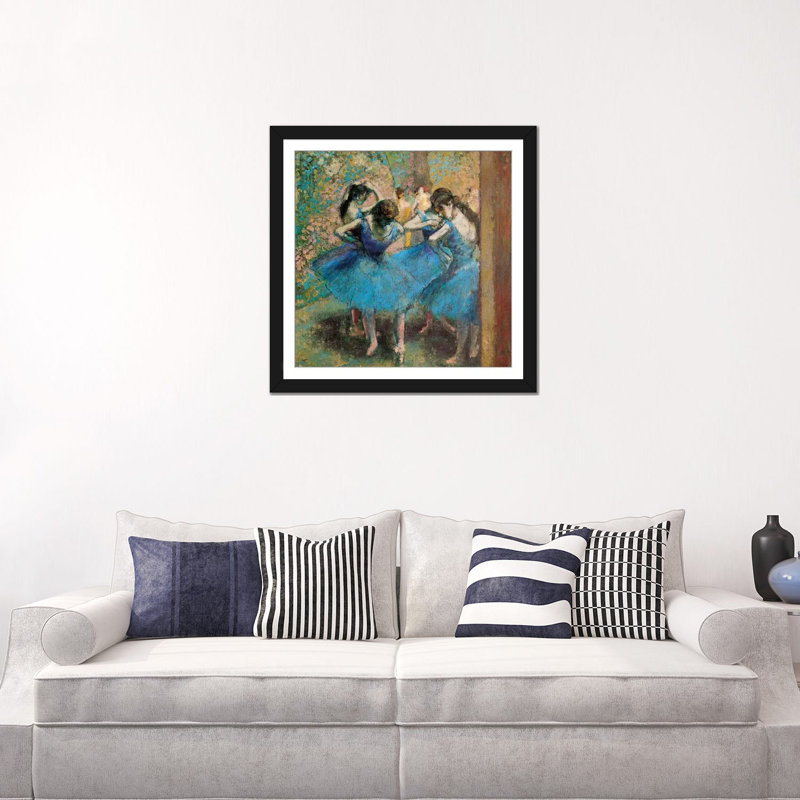 "danseurs en bleu, 1890" par edgar degas, impression sur toile, H 24 po x l 24 po x P 1 po, Papier d'art encadré noir, Blanc