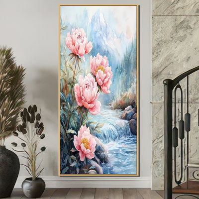 Gitza, pivoines d'hiver et rivière Glacier II - pivoines, reproductions encadrées
