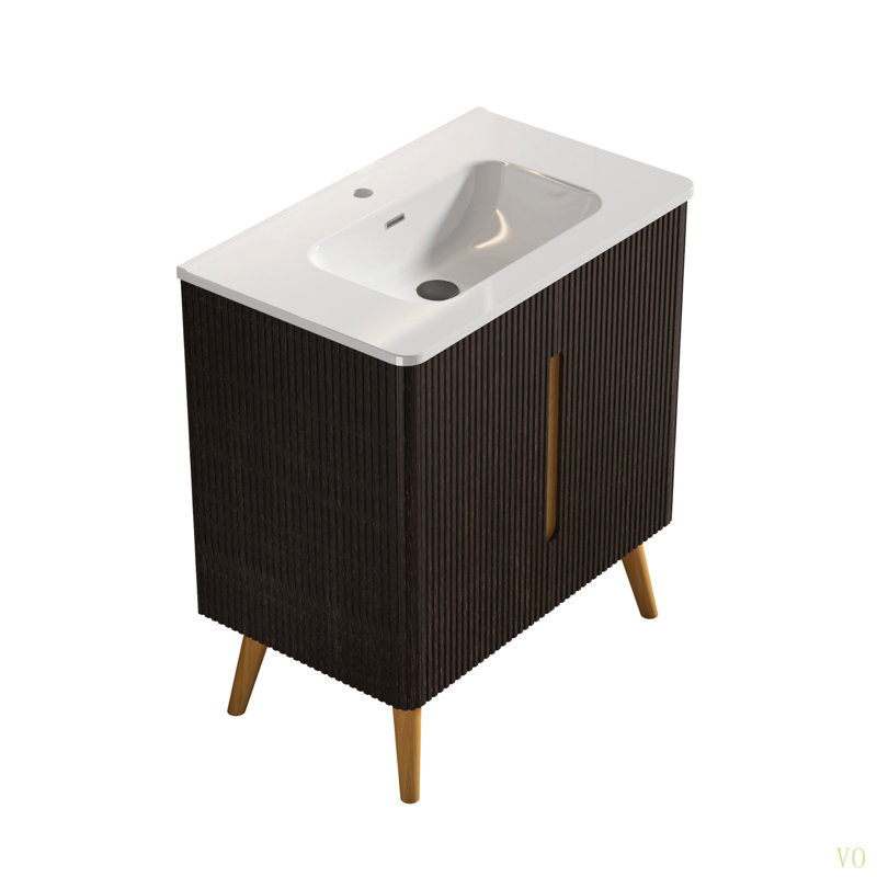Meuble-lavabo de 30 po avec lavabo, armoires de salle de bain autoportantes et murales pour salles de bain modernes, KD