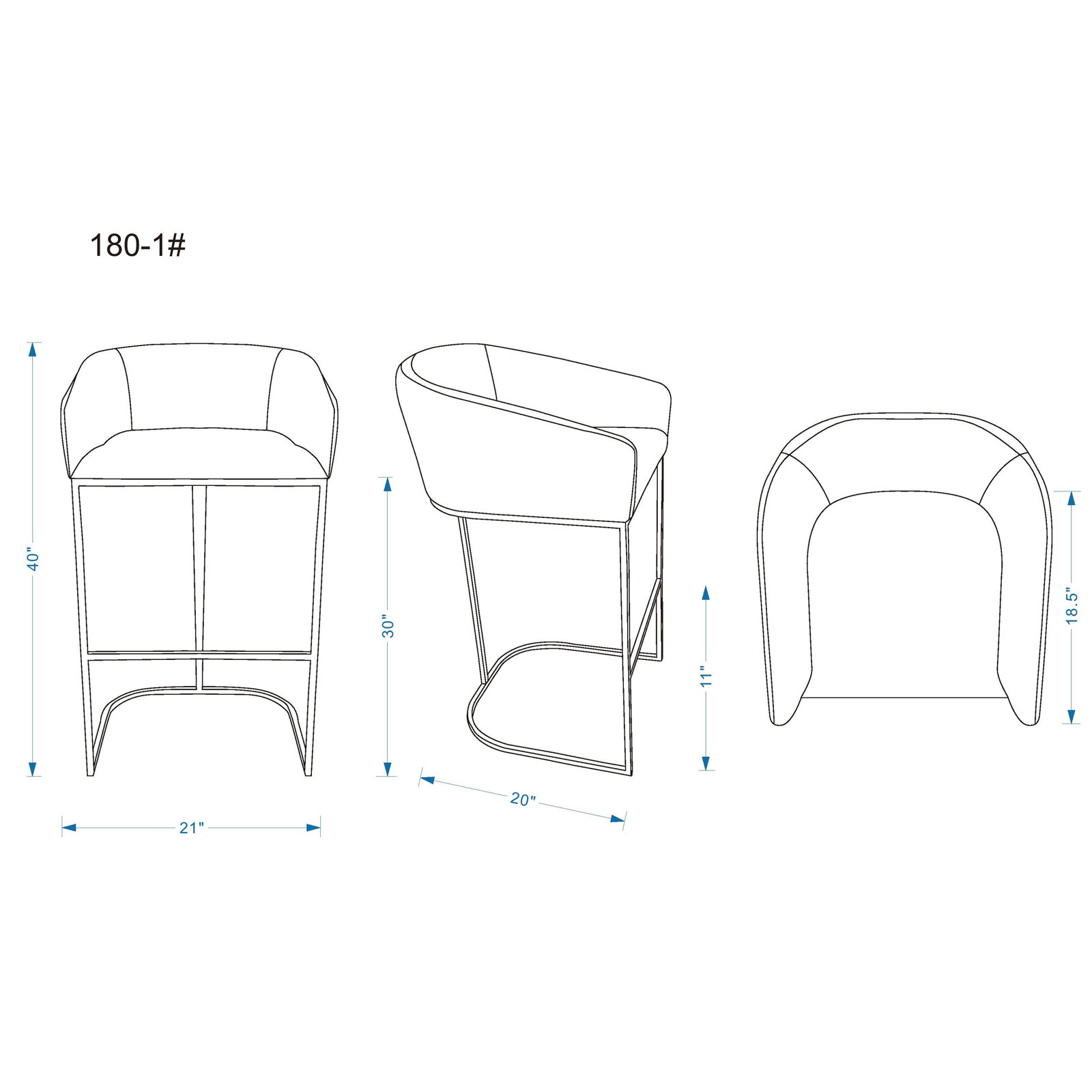 Louvre Bar and Counter Stool, Gray, Bar Stool (30" Seat Height)