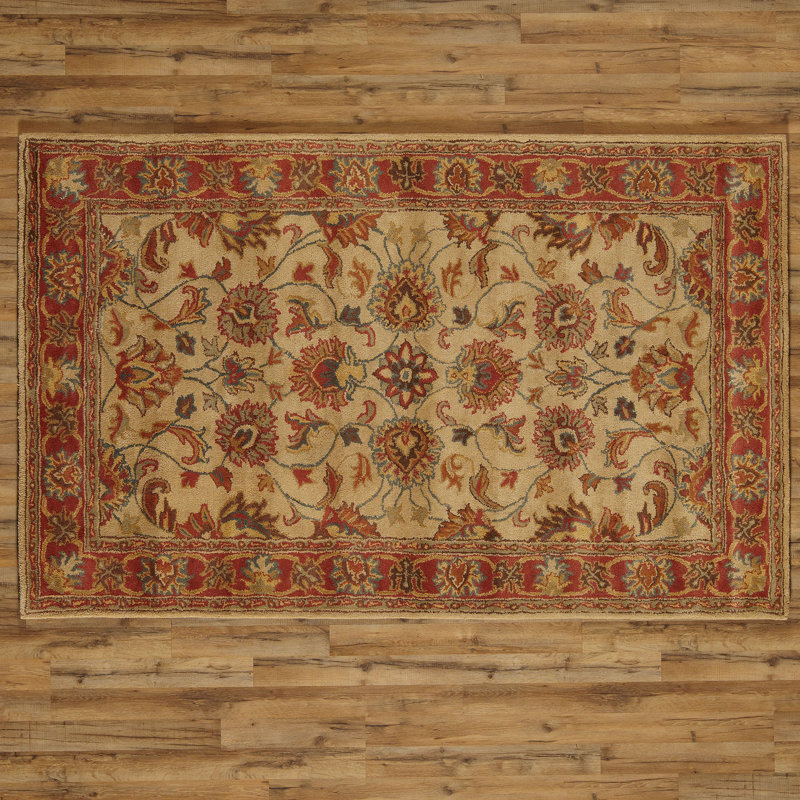 Gracin Hand Tufted Wool Floral Oval Rug, Rectangle 4' x 6'