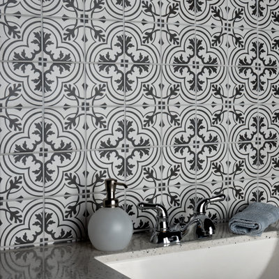 Twenties Mini 4" x 4" Ceramic Patterned Wall & Floor Tile